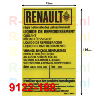 Sticker Renault LIQUIDE DE REFROIDISSEMENT