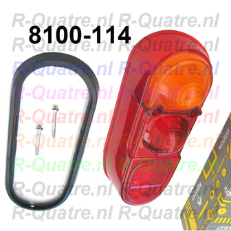 Achterlichtglas LA + afdichtrand Renault 4 F4 org.Renault